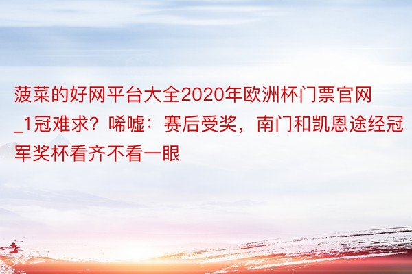 菠菜的好网平台大全2020年欧洲杯门票官网_1冠难求？唏嘘：赛后受奖，南门和凯恩途经冠军奖杯看齐不看