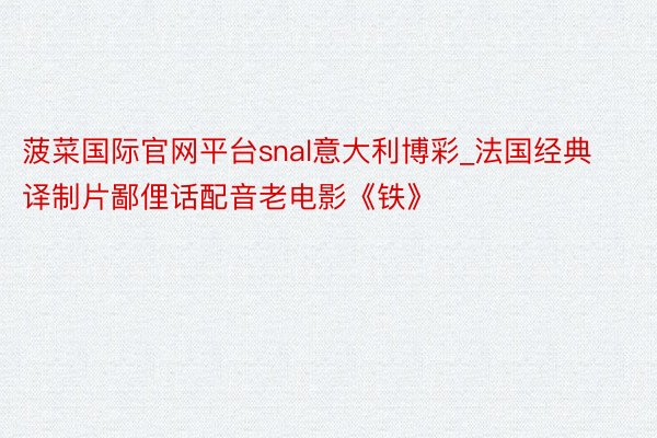 菠菜国际官网平台snal意大利博彩_法国经典译制片鄙俚话配音老电影《铁》